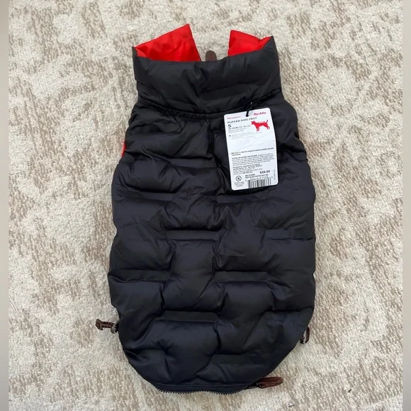Reddy Petco Pet cat/dog puffer vest black with red trim S - Picture 1 of 9